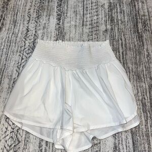 Women's White Smocked Shorts